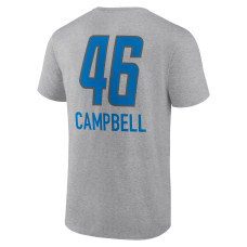 Jack Campbell Detroit Lions Fanatics Branded Team Wordmark Player Name & Number T-Shirt - Heather Gray