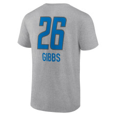 Jahmyr Gibbs Detroit Lions Fanatics Branded Team Wordmark Player Name & Number T-Shirt - Heather Gray