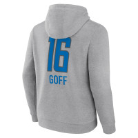 Jared Goff Detroit Lions Fanatics Branded Team Wordmark Player Name & Number Pullover Hoodie - Heather Gray