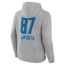 Sam LaPorta Detroit Lions Fanatics Branded Team Wordmark Player Name & Number Pullover Hoodie - Gray