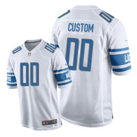 Men Detroit Lions #00 White Custom Nike Game Jersey