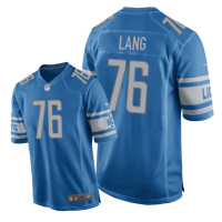 Men Detroit Lions #76 Blue T.J. Lang Nike Game Jersey