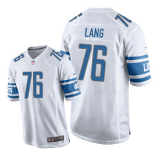 Men Detroit Lions #76 White T.J. Lang Nike Game Jersey