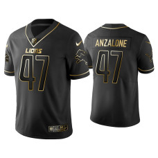 Men Detroit Lions #34 Golden Edition Vapor Limited Lions Alex Anzalone Black Jersey