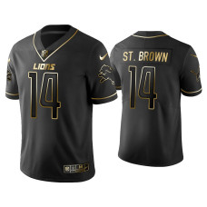 Men Detroit Lions #14 Golden Edition Vapor Limited Lions Amon-Ra St. Brown Black Jersey