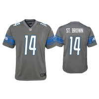 Youth Detroit Lions #14 Amon-Ra St. Brown Steel Color Rush Game Jersey