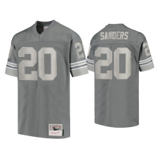 Men Detroit Lions #20 Barry Sanders Charcoal 1996 Metal Replica Jersey