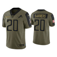 Men Detroit Lions #20 Barry Sanders Olive 2021 Salute To Service Limited Jersey