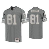 Men Detroit Lions #81 Calvin Johnson Charcoal 1996 Metal Replica Jersey