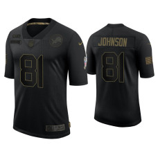 Men Detroit Lions #81 Calvin Johnson Black 2020 Salute to Service Limited Jersey