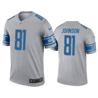 Men Detroit Lions #81 Calvin Johnson Gray Inverted Legend Jersey