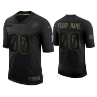 Men Detroit Lions #00 Custom Black 2020 Salute to Service Limited Jersey