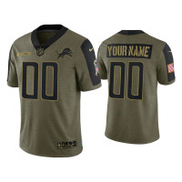 Men Detroit Lions #00 Custom Olive 2021 Salute To Service Limited Jersey