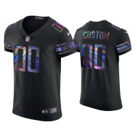 Men Detroit Lions #00 Custom Black Golden Edition Holographic Jersey