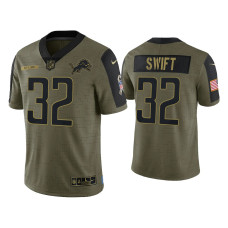 Men Detroit Lions #32 D'Andre Swift Olive 2021 Salute To Service Limited Jersey