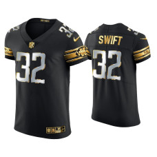 Men Detroit Lions #32 D'Andre Swift Black Golden Edition Elite Jersey