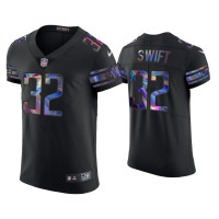 Men Detroit Lions #32 D'Andre Swift Black Golden Edition Holographic Jersey