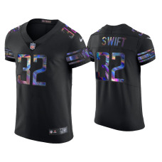 Men Detroit Lions #32 D'Andre Swift Black Golden Edition Holographic Jersey