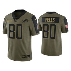 Men Detroit Lions #80 Darren Fells Olive 2021 Salute To Service Limited Jersey