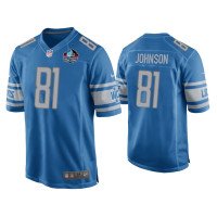 Men Detroit Lions #81 Calvin Johnson Blue NFL Hall of Fame Class of 2021 Game Jersey