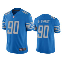 Men Detroit Lions #90 Trey Flowers 100th Season Light Blue Vapor Limited Jersey