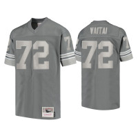 Men Detroit Lions #72 Halapoulivaati Vaitai Charcoal 1996 Metal Replica Jersey