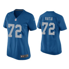 Women Detroit Lions #72 Halapoulivaati Vaitai Blue Throwback Game Jersey