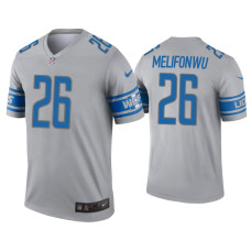 Men Detroit Lions #26 Ifeatu Melifonwu Gray Inverted Legend Jersey