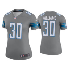 Women Detroit Lions #30 Color Rush Legend Jamaal Williams Steel Jersey