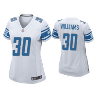 Women Detroit Lions #30 Jamaal Williams White Game Jersey