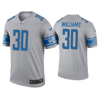 Men Detroit Lions #30 Jamaal Williams Gray Inverted Legend Jersey