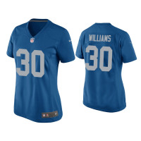 Women Detroit Lions #30 Jamaal Williams Blue Throwback Game Jersey