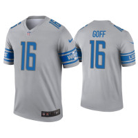 Men Detroit Lions #16 Jared Goff Gray Inverted Legend Jersey