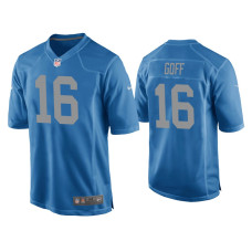 Men Detroit Lions #16 Jared Goff Blue Throwback Game Jersey