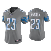 Women Detroit Lions #23 Color Rush Limited Jeff Okudah Steel Jersey