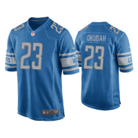 Men Detroit Lions #23 Jeff Okudah Blue Game Jersey