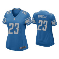 Women Detroit Lions #23 Jeff Okudah Blue Game Jersey