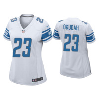 Women Detroit Lions #23 Jeff Okudah White Game Jersey