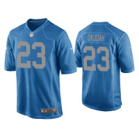 Men Detroit Lions #23 Jeff Okudah Blue Throwback Game Jersey