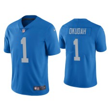 Men Detroit Lions #1 Jeff Okudah Vapor Limited Blue Jersey