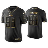 Men Detroit Lions #98 Golden Edition Vapor Limited Lions John Penisini Black Jersey