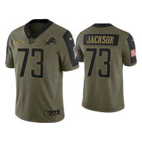 Men Detroit Lions #73 Jonah Jackson Olive 2021 Salute To Service Limited Jersey