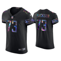 Men Detroit Lions #73 Jonah Jackson Black Golden Edition Holographic Jersey