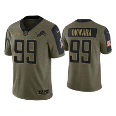 Men Detroit Lions #99 Julian Okwara Olive 2021 Salute To Service Limited Jersey