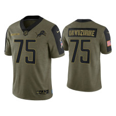 Men Detroit Lions #75 Levi Onwuzurike Olive 2021 Salute To Service Limited Jersey