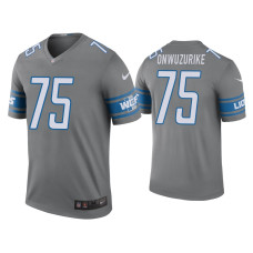 Men Detroit Lions #75 Color Rush Legend Levi Onwuzurike Steel Jersey