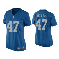 Women Detroit Lions #34 Alex Anzalone Blue Throwback Game Jersey