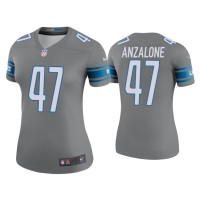 Women Detroit Lions #34 Color Rush Legend Alex Anzalone Steel Jersey