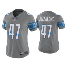 Women Detroit Lions #34 Color Rush Limited Alex Anzalone Steel Jersey