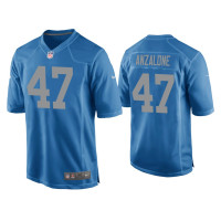 Men Detroit Lions #34 Alex Anzalone Blue Throwback Game Jersey